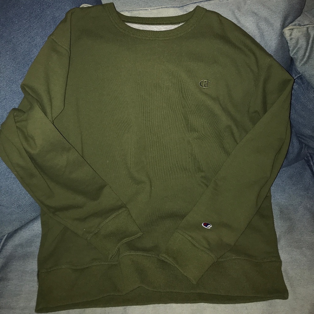 Champion Mens Long Sleeve Sweatshirt Green XL